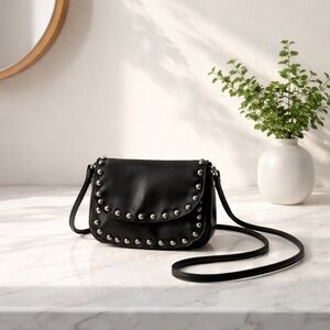 Leather like Small black studded purse